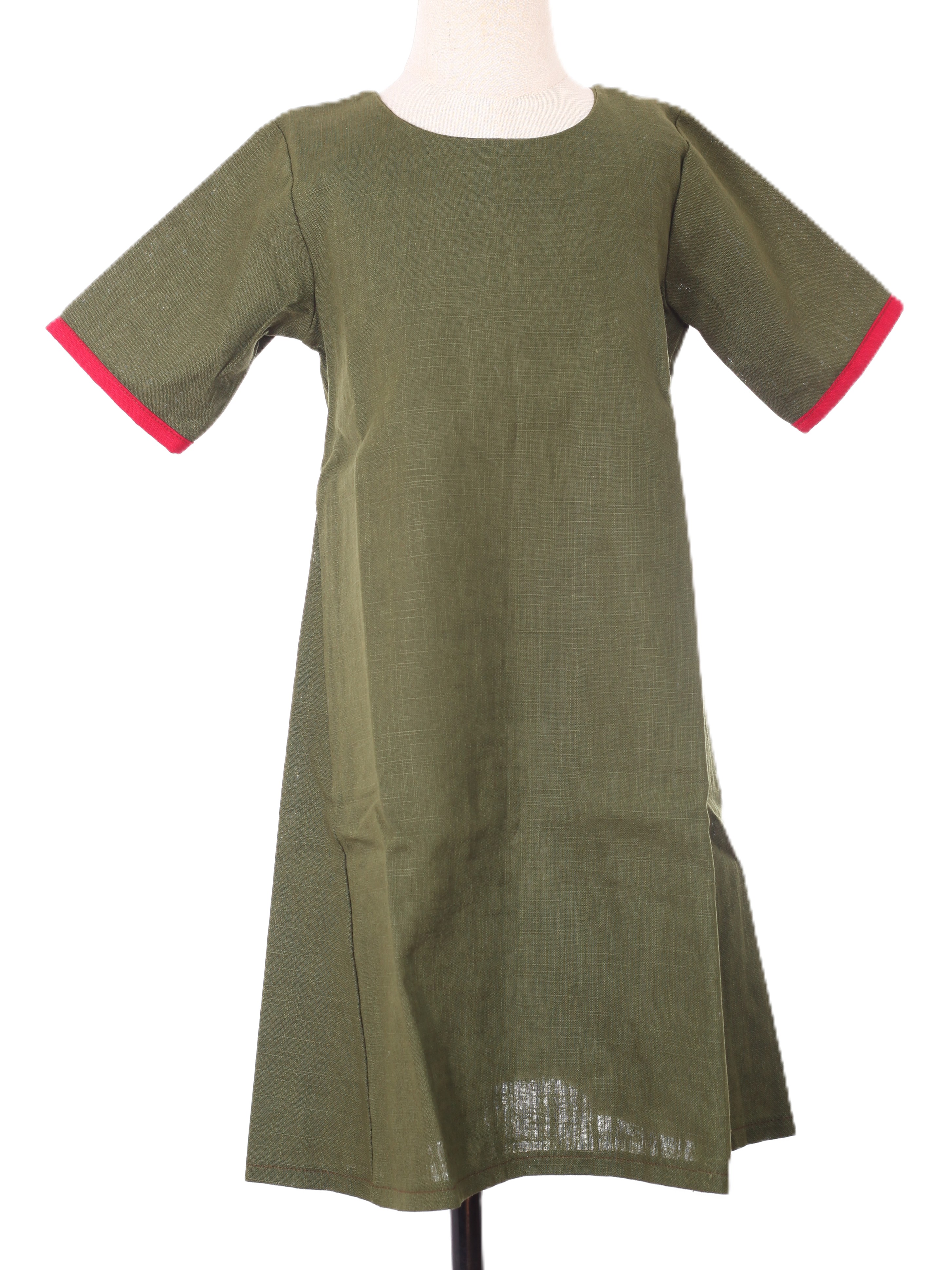 Leinenkleid mit Ärmelbesatz Kurzarm
