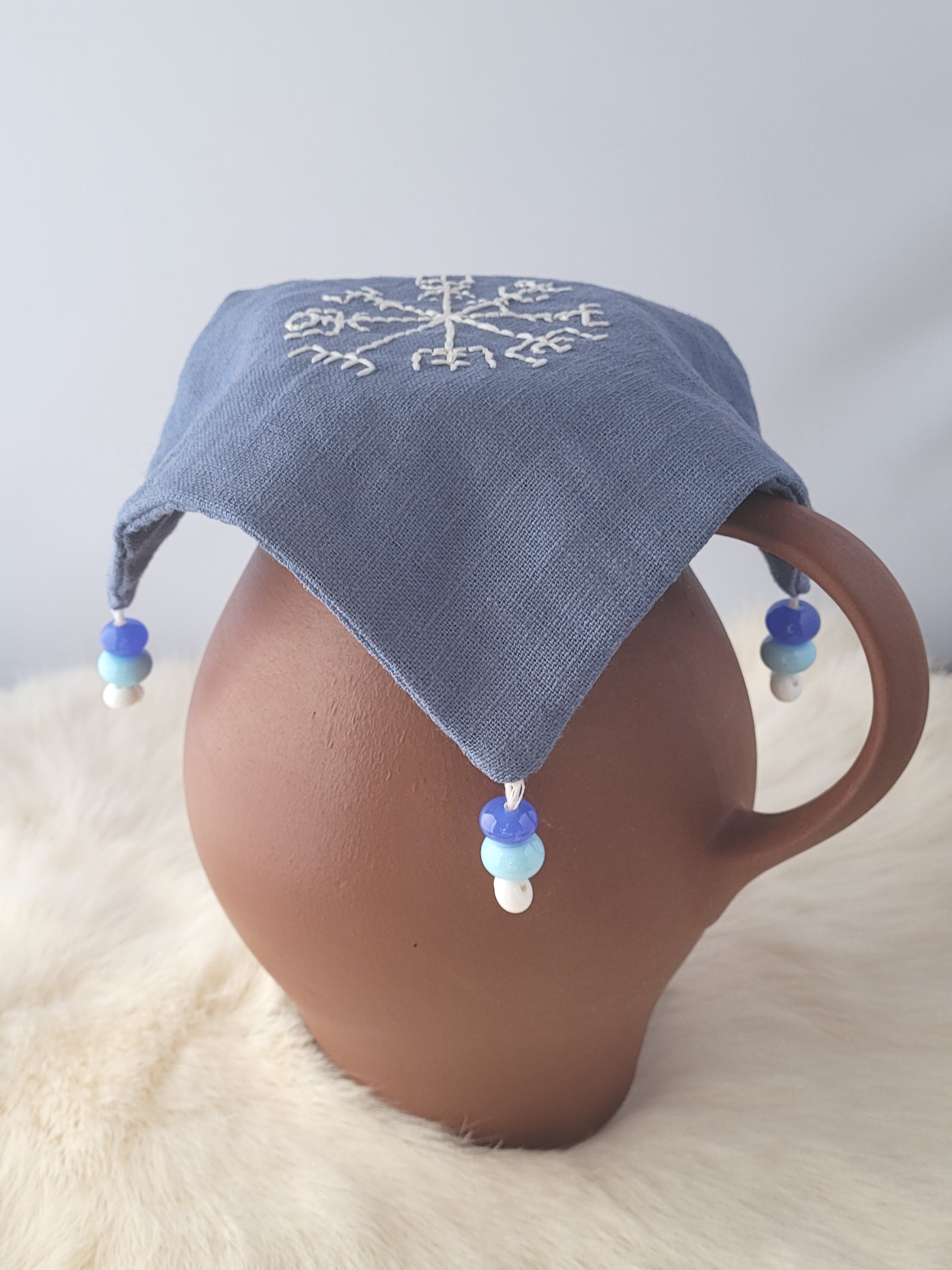 Bechertuch mit Glasperlen Blau Bechertuch mit Glasperlen Blau