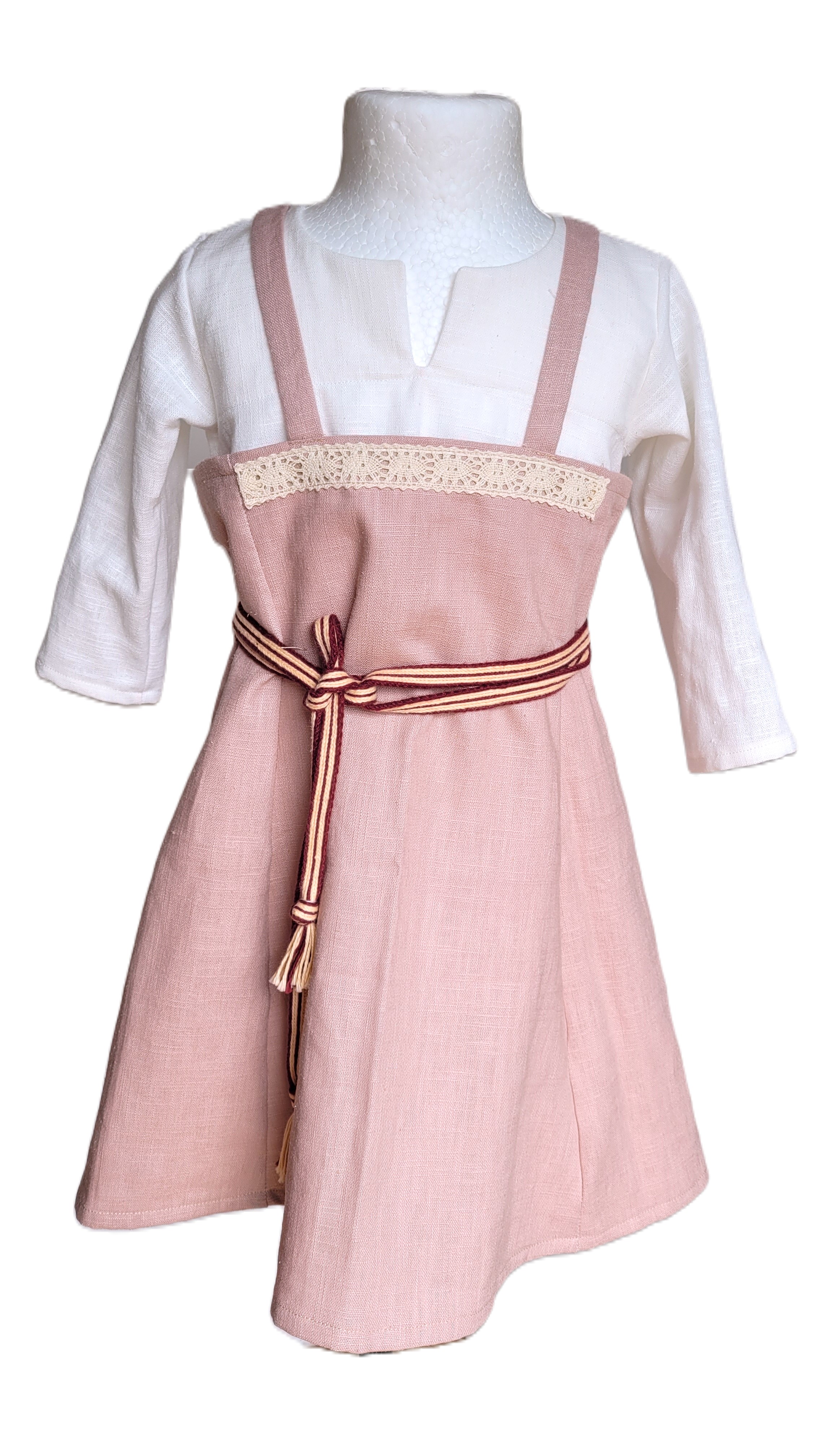 Schürzenkleid aus Leinen rosa Schürzenkleid aus Leinen rosa